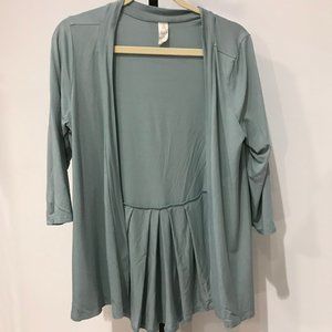 Chalet Open-Front Draped Cardigan in Sage Green
